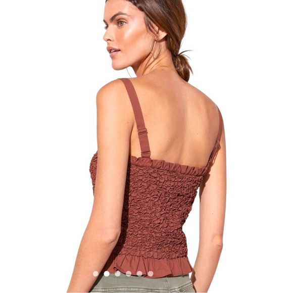MARE MARE X ANTHROPOLOGIE Textured Smocked Ruffle Tank, Size M. - Picture 2 of 8